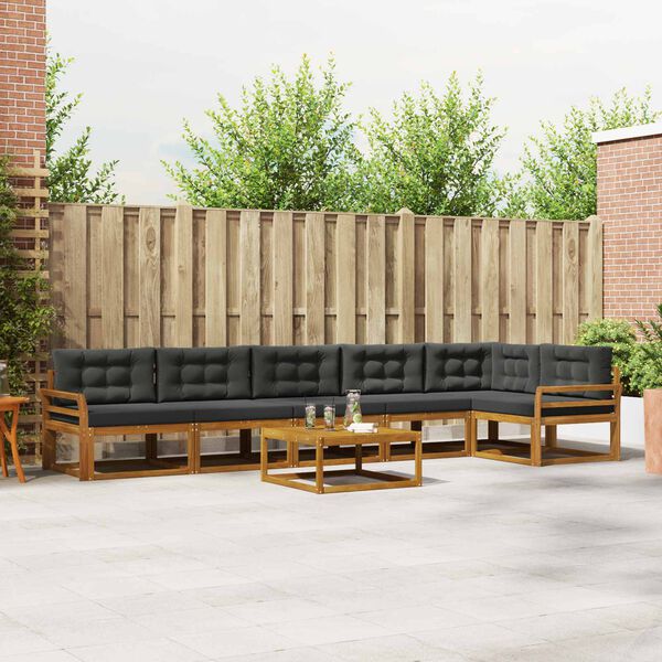 vidaXL Conjunto de sof&aacute;s de exterior 7 pcs Natural y Antracita