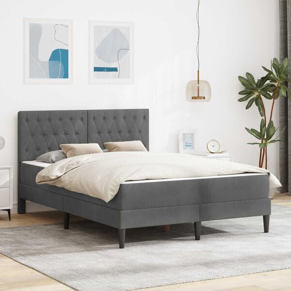 vidaXL Estructura de cama con colch&oacute;n Gris oscuro 120 x 190 cm