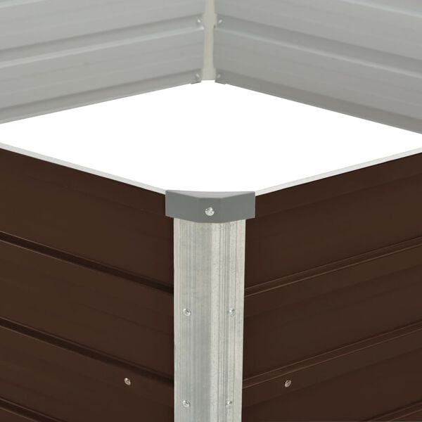 vidaXL Mesa de cultivo de acero galvanizado marr&oacute;n 129x129x45 cm