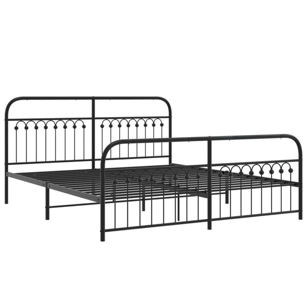 vidaXL Estructura cama sin colch&oacute;n con estribo metal negro 183x203 cm