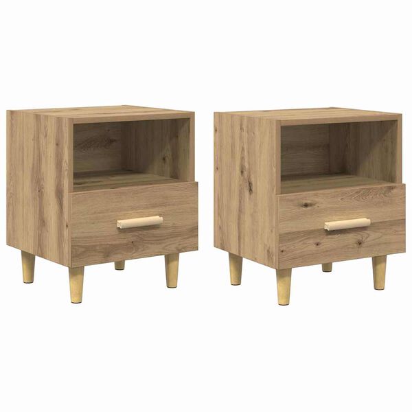 vidaXL Armario de Noche 2 pcs Roble artesanal 40 x 35 x 47 cm
