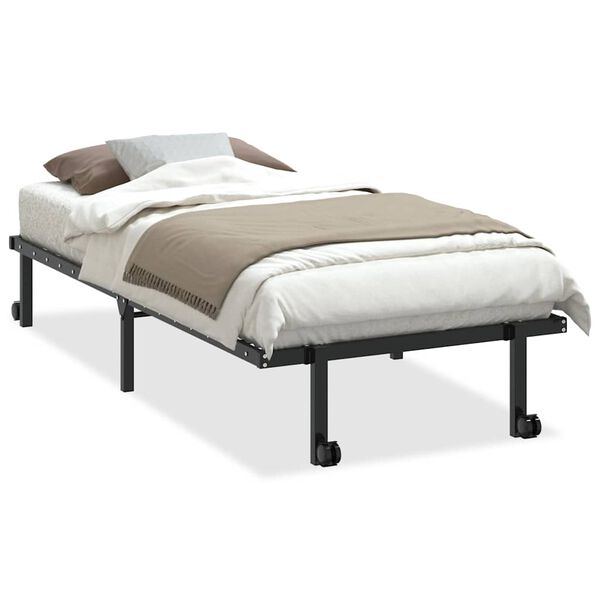 vidaXL Estructura de cama sin colchón plegable negro acero 90x200 cm