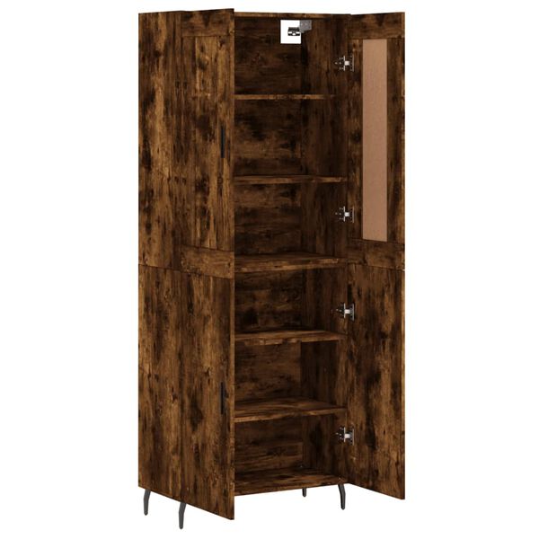 vidaXL Aparador alto madera contrachapada roble ahumado 69,5x34x180 cm