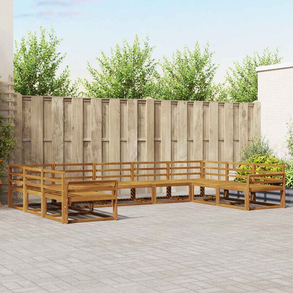 vidaXL Conjunto de sof&aacute;s de exterior 9 pcs Natural