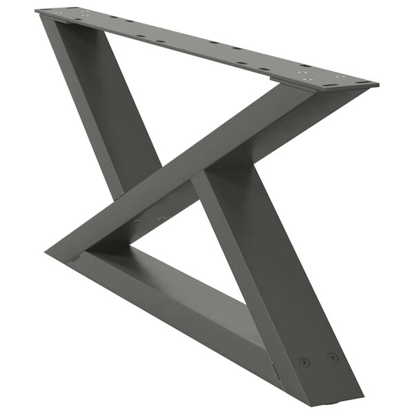 vidaXL Patas para mesa de centro (2 unidades), antracita, 70 x (30-31,3) cm, acero