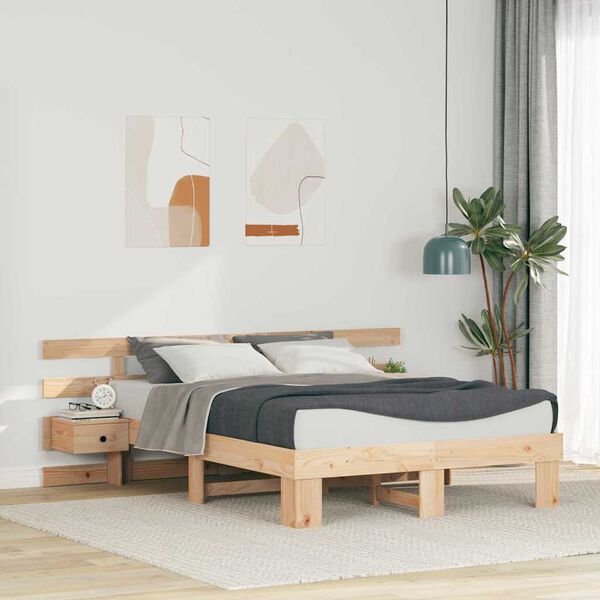 vidaXL Estructura de cama Marrón 120 x 190 cm Madera de pino macizo