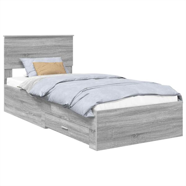 vidaXL Estructura de cama con cabecera Gris Sonoma 100 x 200 cm
