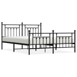 vidaXL Estructura cama sin colch&oacute;n con estribo metal negro 160x200 cm