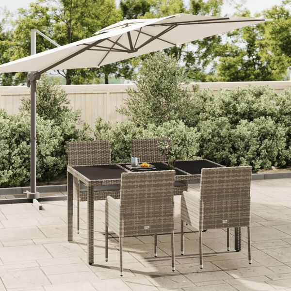 vidaXL Set comedor de jardín 5 piezas con cojines ratán sintético gris