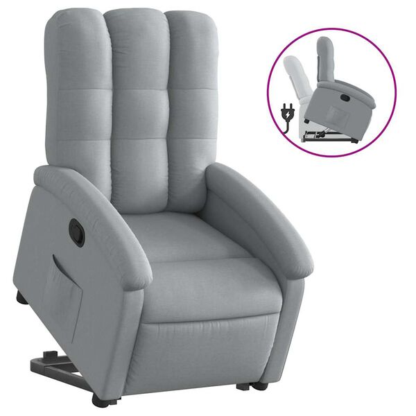 vidaXL Sill&oacute;n reclinable elevable de tela gris claro