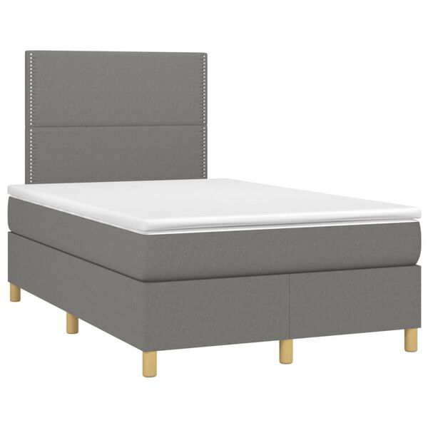 vidaXL Cama box spring con colchón tela gris oscuro 120x200 cm