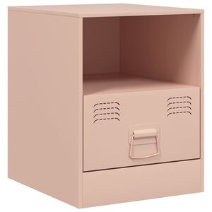 vidaXL Mesita de noche acero rosa 34,5x39x44 cm