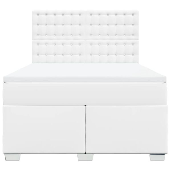 vidaXL Cama box spring con colch&oacute;n cuero sint&eacute;tico blanco 140x200cm