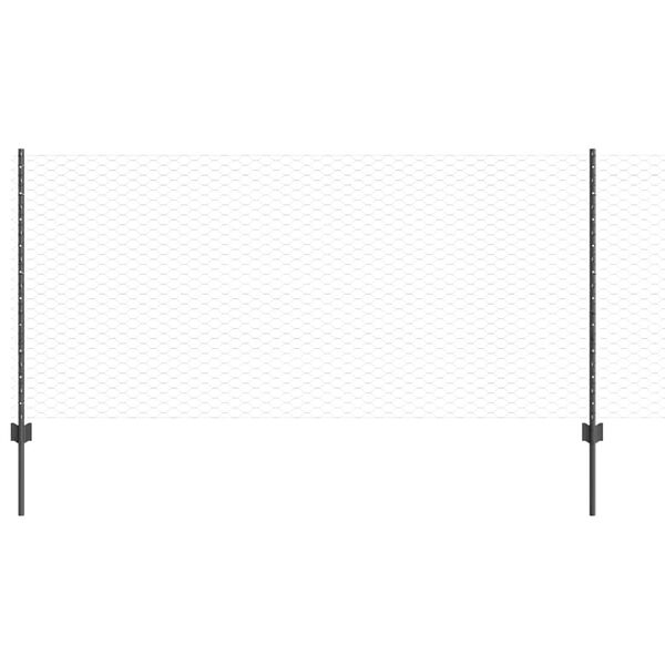 vidaXL Valla con Poste Gris 1 x 10 m Acero y PVC