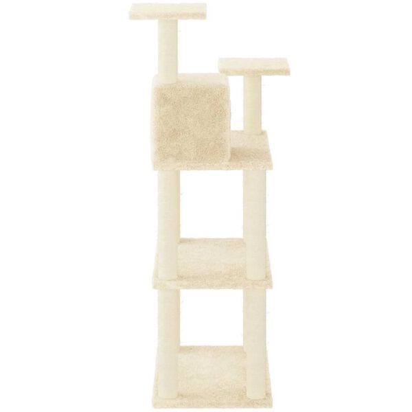 vidaXL Rascador para gatos con postes de sisal color crema 118,5 cm