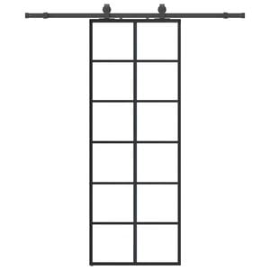 vidaXL Puerta corredera con juego herrajes negro 76x205 cm ESG vidrio