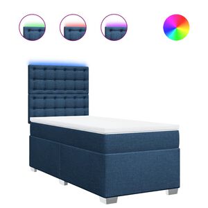 vidaXL Cama box spring con colch&oacute;n tela azul 80x200 cm