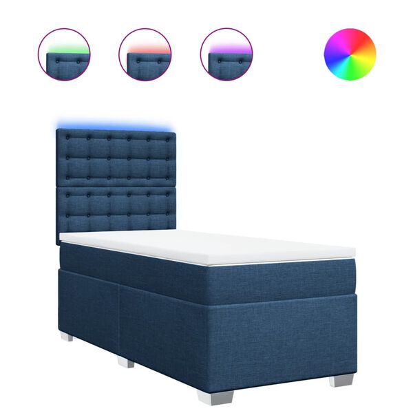 vidaXL Cama box spring con colch&oacute;n tela azul 80x200 cm