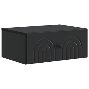 vidaXL Mesita de Noche de Pared con caj&oacute;n Negro 49 x 34,5 x 20 cm
