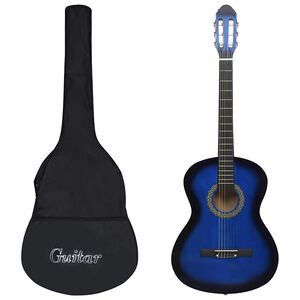 vidaXL Guitarra cl&aacute;sica para principiantes con funda azul 4/4 39