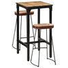 vidaXL Set de mesa alta y taburetes 3 pzas madera maciza mango y metal