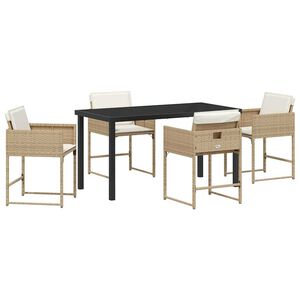 vidaXL Conjunto de Comedor de Jard&iacute;n 5 pcs Beige rat&aacute;n sint&eacute;tico
