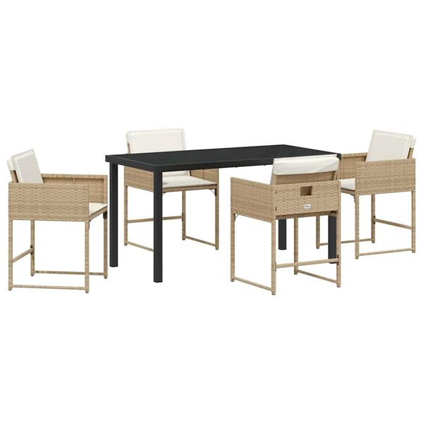 vidaXL Conjunto de Comedor de Jard&iacute;n 5 pcs Beige rat&aacute;n sint&eacute;tico