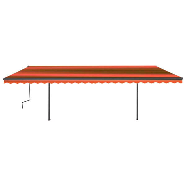 vidaXL Toldo manual retr&aacute;ctil con LED naranja y marr&oacute;n 6x3 m