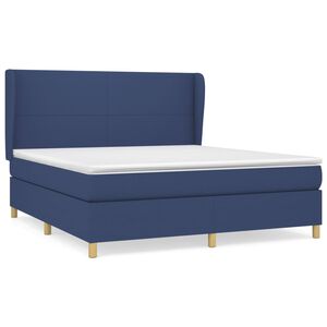 vidaXL Cama box spring con colch&oacute;n tela azul 160x200 cm