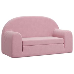 vidaXL Sof&aacute; cama para ni&ntilde;os de 2 plazas felpa suave rosa