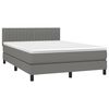vidaXL Cama box spring colch&oacute;n y luces LED tela gris oscuro 140x200 cm