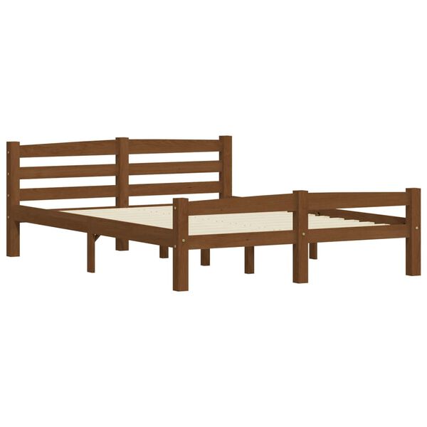 vidaXL Estructura cama sin colch&oacute;n madera pino marr&oacute;n miel 140x200 cm
