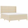 vidaXL Cama tipo Box Spring con tiras LED Crema 180 x 200 cm tela