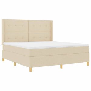 vidaXL Cama tipo Box Spring con tiras LED Crema 180 x 200 cm tela