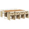 vidaXL Set comedor de jard&iacute;n 9 pzas con cojines rat&aacute;n sint&eacute;tico beige