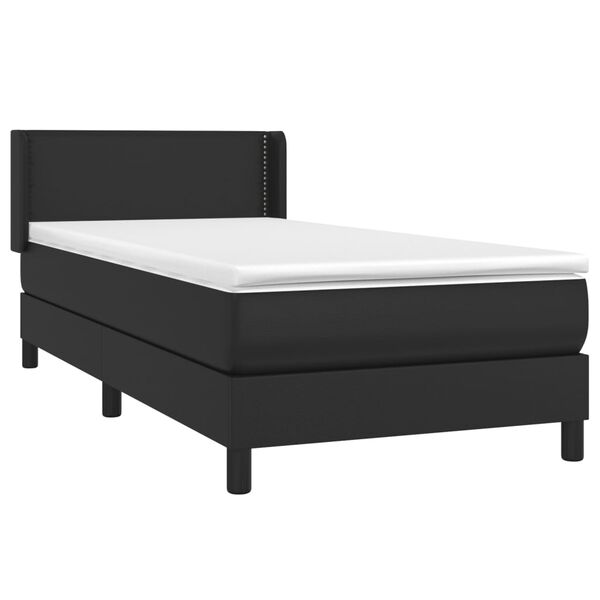vidaXL Cama box spring con colchón cuero sintético negro 90x190 cm