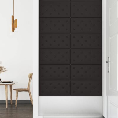 vidaXL Paneles de pared 12 uds cuero sintético negro 60x30 cm 2,16 m²
