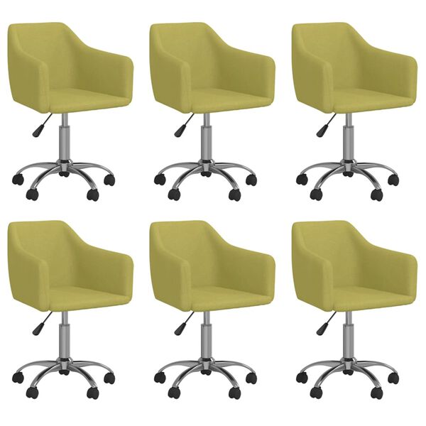 vidaXL Sillas de comedor giratorias 6 unidades tela verde