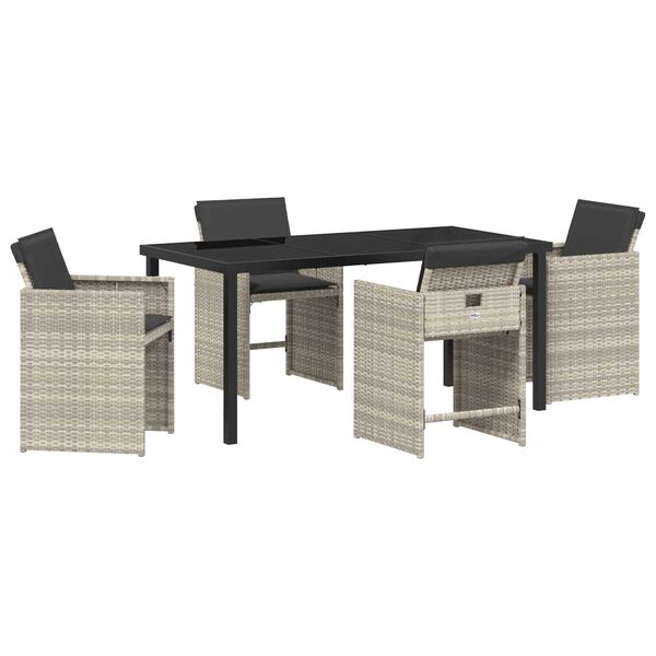 vidaXL Conjunto de Comedor de Jard&iacute;n 5 pcs Gris Claro rat&aacute;n sint&eacute;tico