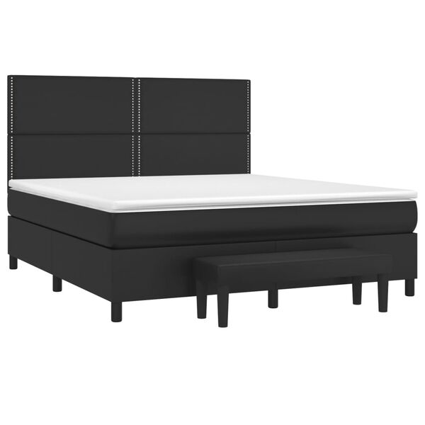 vidaXL Cama box spring con colch&oacute;n cuero sint&eacute;tico negro 160x200 cm