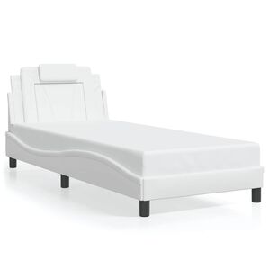 vidaXL Estructura de cama Viana sin colch&oacute;n cuero sint&eacute;tico blanco 80x200 cm