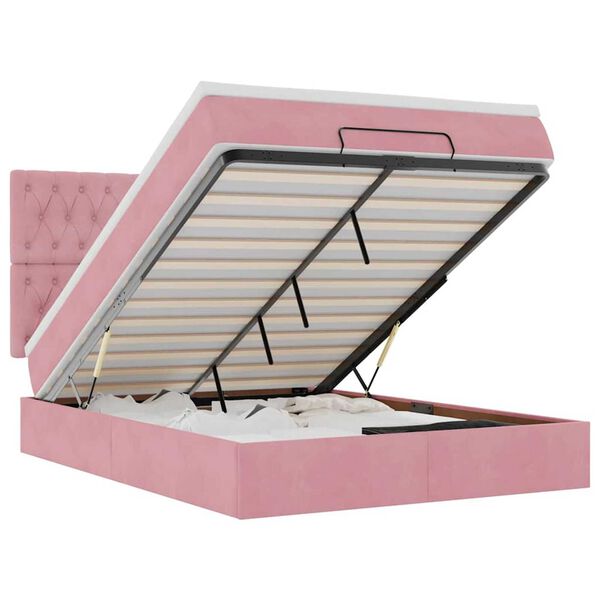 vidaXL Estructura cama otomana colchones terciopelo rosa 140x200cm