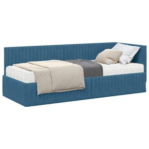 vidaXL Estructura de Cama Esquina con Colch&oacute;n 2 uds. Azul Terciopelo