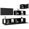 vidaXL Set de muebles de sal&oacute;n TV 4 piezas madera contrachapada negro