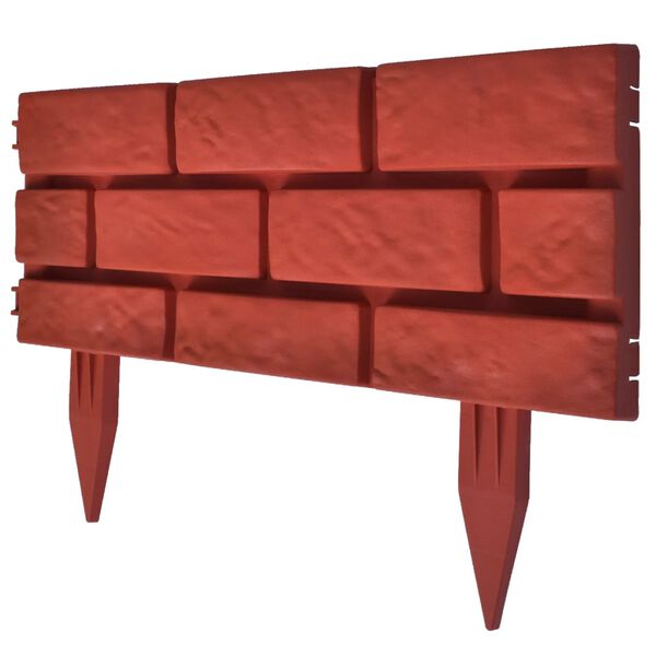 Verja separadora de c&eacute;sped color ladrillo 11 piezas