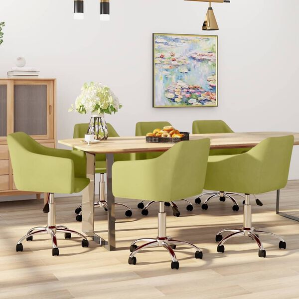 vidaXL Sillas de comedor giratorias 6 unidades tela verde