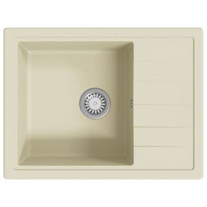 vidaXL Fregadero de cocina con rebosadero ovalado granito beige