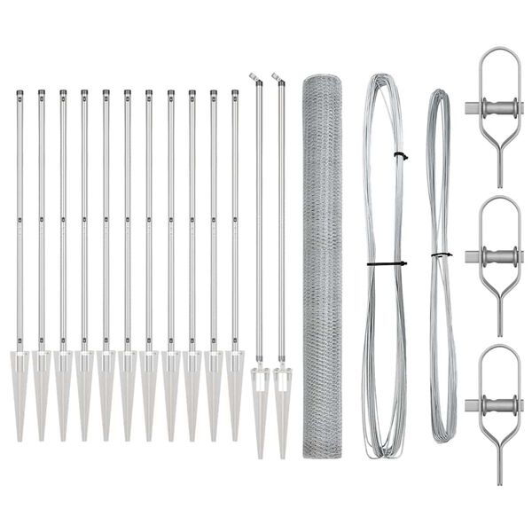 vidaXL Poste de Valla Plateado 25 x 1,6 m (malla de 25 mm) Acero