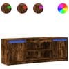 vidaXL Mueble de TV LED madera ingenier&iacute;a roble ahumado 139,5x34x50 cm
