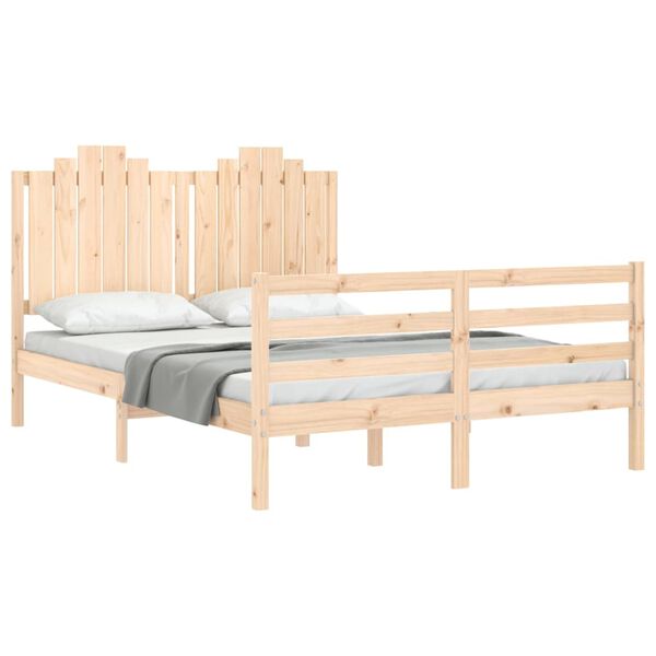 vidaXL Estructura de cama con cabecero madera maciza 140x200 cm